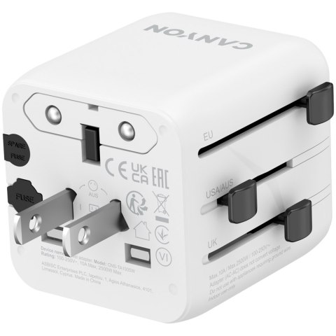 CANYON Adapter Podróżny OnTour One EU/UK/US/AUS Biały