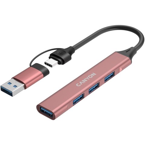 CANYON HUB DS-02 4 w 1 USB-A/C Różowy