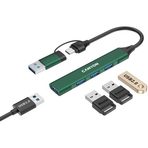 CANYON HUB DS-02 4 w 1 USB-A/C Zielony