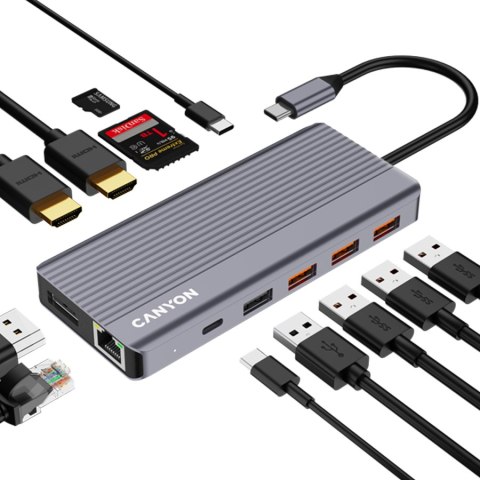 CANYON HUB DS-16 13 w 1 4k USB-C Szary