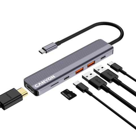 CANYON HUB DS-17 6 w 1 4k USB-C Szary
