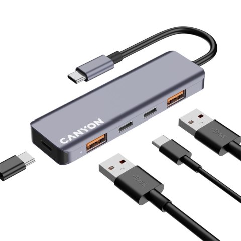 CANYON HUB DS-18 5 w 1 USB-C Szary