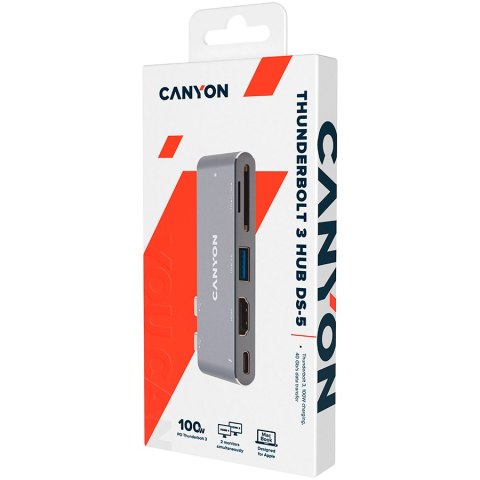 CANYON HUB DS-5 5 w 1 Thunderbolt 3 4k Szary