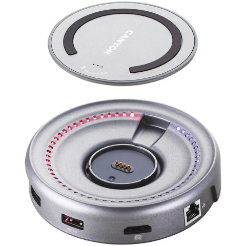 CANYON HUB DS-7 7in1 USB-C Ładowanie Qi Space Grey