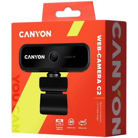 CANYON Kamera internetowa C2 HD 720p Czarna