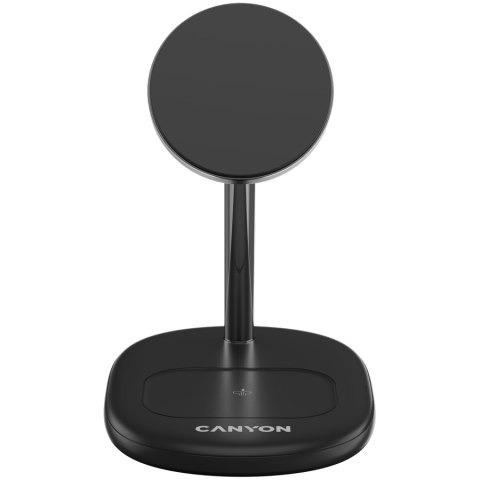 CANYON Ładowarka bezprz. WCS-205 15W Qi2 2w1 Bez adaptera Czarna