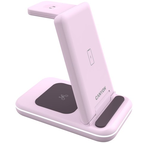 CANYON Ładowarka bezprzewodowa WS-304 15W 3w1 Iced Pink