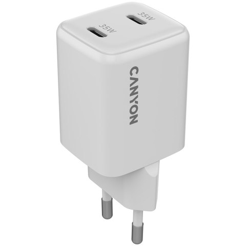 CANYON Ładowarka sieciowa CU35CC GaN 35W 2xPD EU Biała