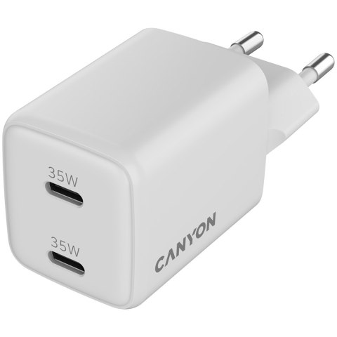 CANYON Ładowarka sieciowa CU35CC GaN 35W 2xPD EU Biała