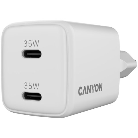 CANYON Ładowarka sieciowa CU35CC GaN 35W 2xPD EU Biała