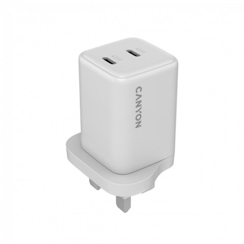 CANYON Ładowarka sieciowa CU45AC GaN 45W 2xPD UK Biała