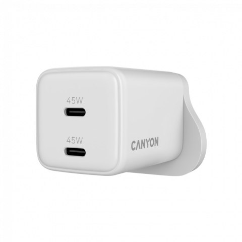 CANYON Ładowarka sieciowa CU45AC GaN 45W 2xPD UK Biała