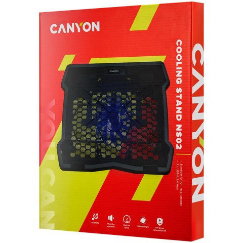 CANYON Podstawka chłodząca NS02 Wentylator 2USB LED Czarna