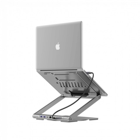 CANYON Podstawka pod laptop z hubem HDMI 2xUSB RJ45 PD srebrna