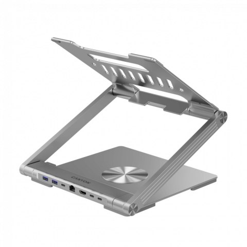 CANYON Podstawka pod laptop z hubem HDMI 2xUSB RJ45 PD srebrna