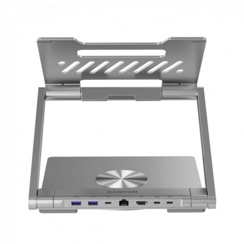 CANYON Podstawka pod laptop z hubem HDMI 2xUSB RJ45 PD srebrna