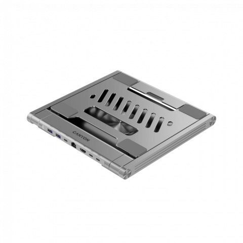 CANYON Podstawka pod laptop z hubem HDMI 2xUSB RJ45 PD srebrna