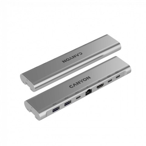 CANYON Podstawka pod laptop z hubem HDMI 2xUSB RJ45 PD srebrna