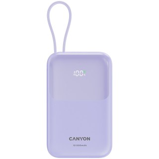 CANYON Power Bank OnPower 101 z kablem 10000 mAh PD22.5W Fiolet