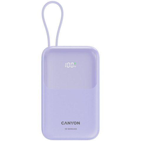 CANYON Power Bank OnPower 101 z kablem 10000 mAh PD22.5W Fiolet
