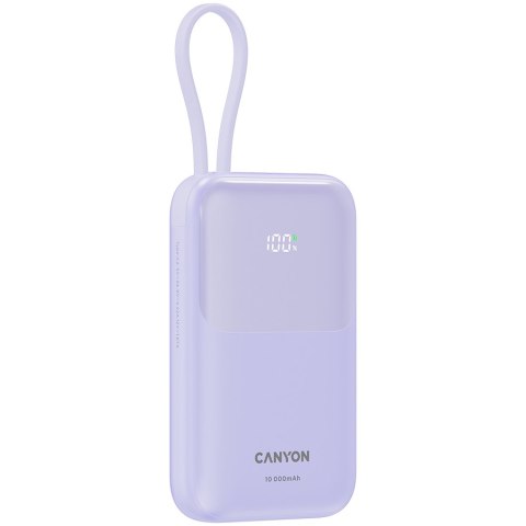 CANYON Power Bank OnPower 101 z kablem 10000 mAh PD22.5W Fiolet