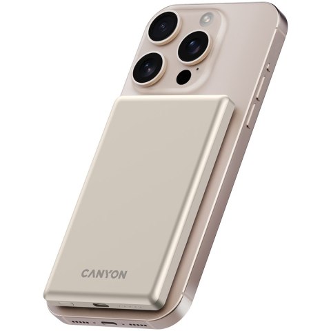 CANYON Powerbank OnPower 505 slim Magsafe 5000 mAh PD20W Beżowy