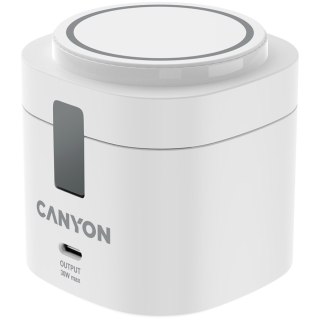 CANYON Stacja ładująca 4w1 bezprzew. 30W z kablem 1m biała