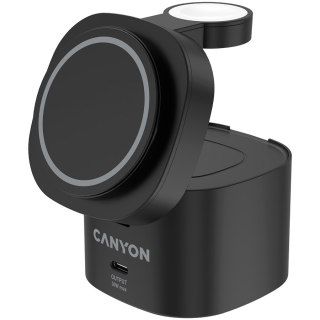 CANYON Stacja ładująca 4w1 bezprzew. 30W z kablem 1m czarna