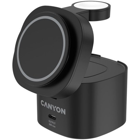 CANYON Stacja ładująca 4w1 bezprzew. 30W z kablem 1m czarna