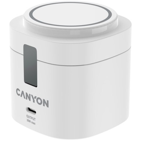 CANYON Stacja ładująca 4w1 bezprzew. 30W z ładowarką 65W biała