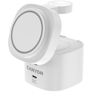 CANYON Stacja ładująca 4w1 bezprzew. 30W z ładowarką 65W biała