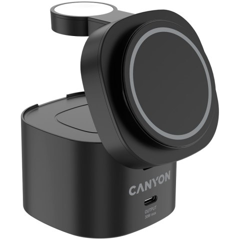 CANYON Stacja ładująca 4w1 bezprzew. 30W z ładowarką 65W czarna
