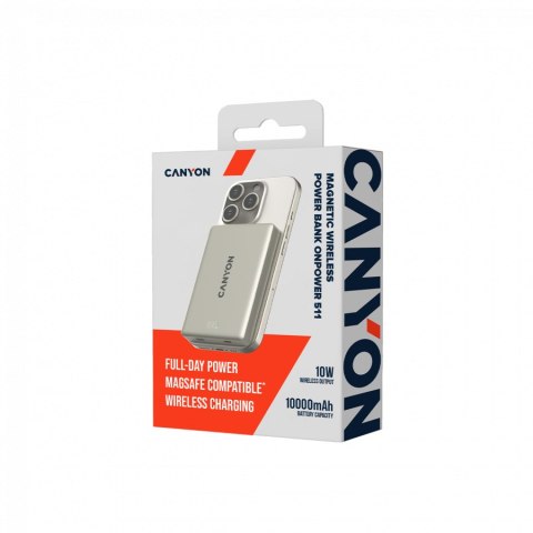 CANYON Powerbank OnPower 511 Magnet. PD 20W 10000mAh Beżowy