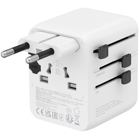 CANYON Adapter Podróżny OnTour 20W EU/UK/US/AUS Biały