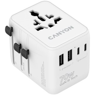 CANYON Adapter Podróżny OnTour 70W EU/UK/US/AUS Biały