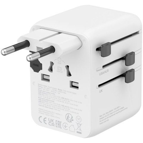 CANYON Adapter Podróżny OnTour 70W EU/UK/US/AUS Biały