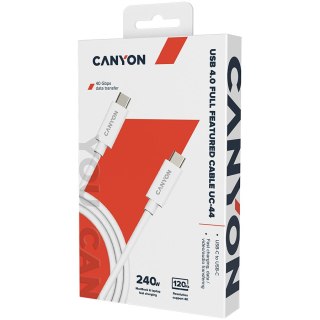 CANYON Kabel UC-44 USB-C do USB-C 240W 40Gbps 4k 1m Biały