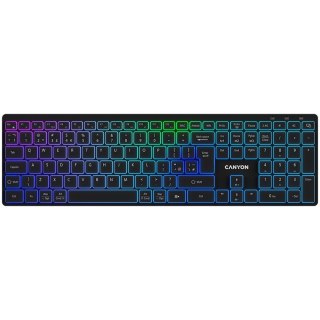 CANYON Klawiatura HKB-W11 UK/US RGB Dwa Tryby Bezprz. Czarna
