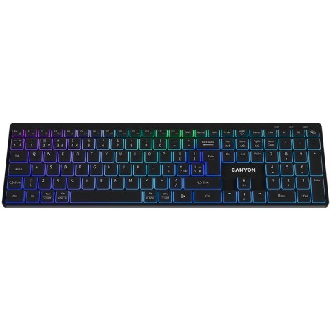 CANYON Klawiatura HKB-W11 UK/US RGB Dwa Tryby Bezprz. Czarna
