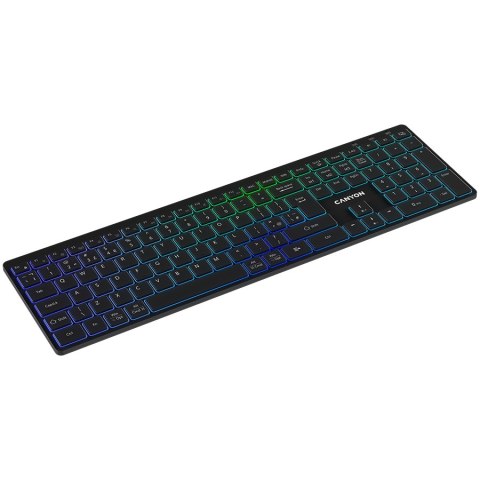 CANYON Klawiatura HKB-W11 UK/US RGB Dwa Tryby Bezprz. Czarna