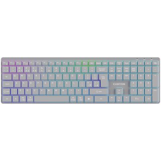 CANYON Klawiatura HKB-W11 UK/US RGB Dwa Tryby Bezprzewodowa Szara