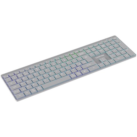 CANYON Klawiatura HKB-W11 UK/US RGB Dwa Tryby Bezprzewodowa Szara