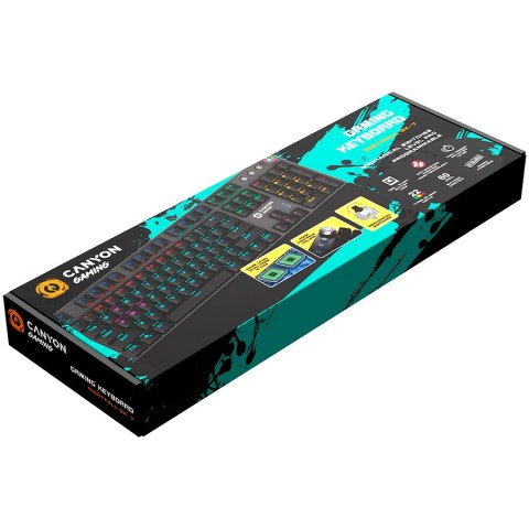 CANYON Klawiatura gamingowa Nightfall GK-7 RGB Przewodowa Szara
