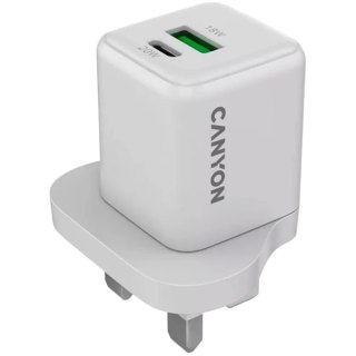 CANYON Ładowarka sieciowa CU20AC GaN 20W 1xPD 1xQC UK Biała