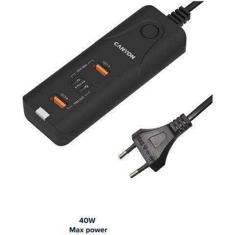 CANYON Ładowarka sieciowa H-10 PD20W QC3.0 2×USB-A 2×USB-C Czarna