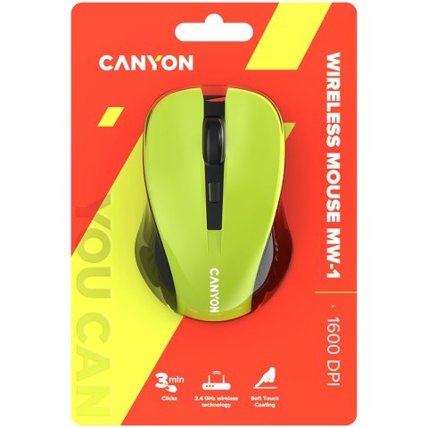CANYON Mysz bezprzewodowa MW-1 Żółta