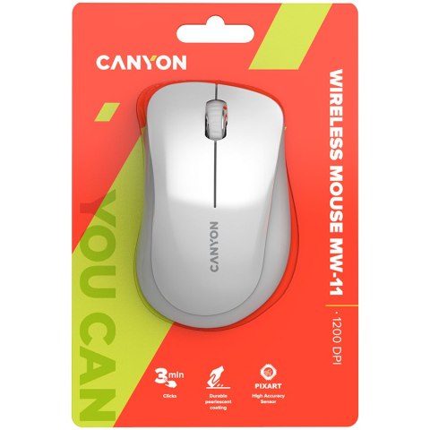 CANYON Mysz bezprzewodowa MW-11 Biało - Szara