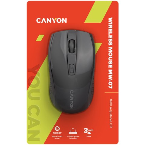 CANYON Mysz bezprzewodowa MW-7 Czarna