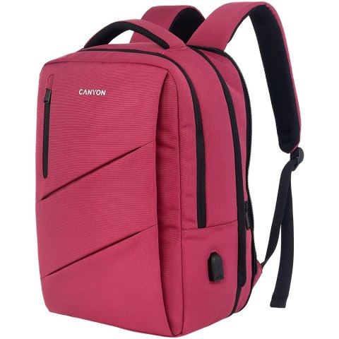 CANYON Plecak na laptopa BPE-5 Miejski USB 15.6'' Różowy