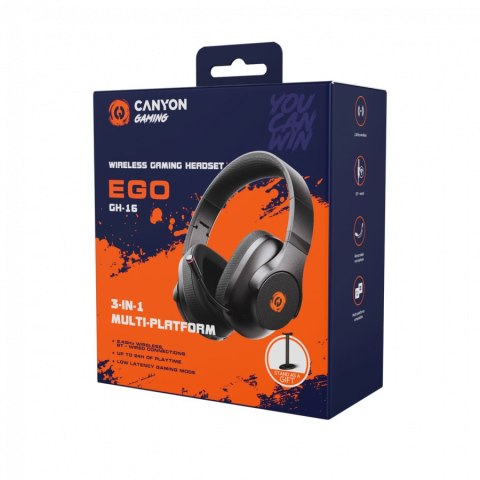 CANYON Słuchawki gamingowe EGO GH-16 3w1 2.4GHz+BT czarne